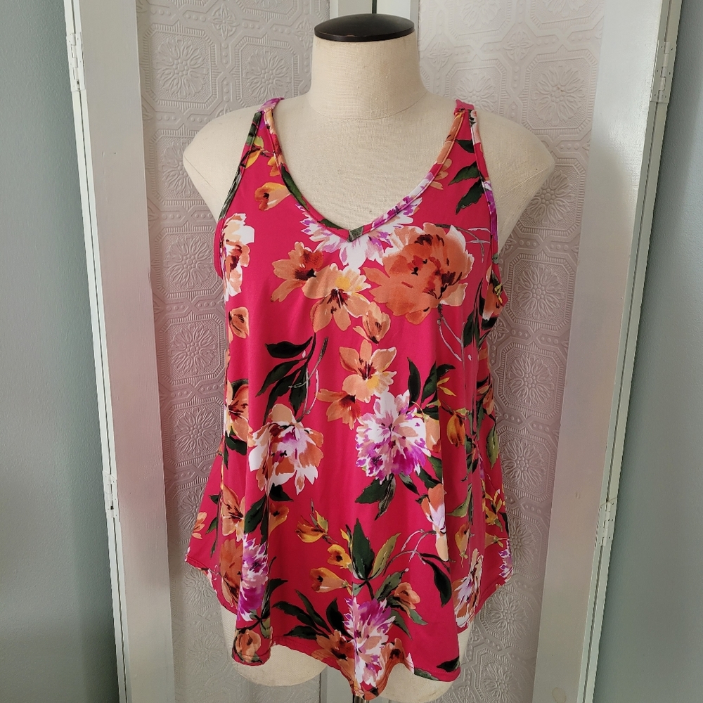 First Love, floral pattern spaghetti strapped tank shirt.
